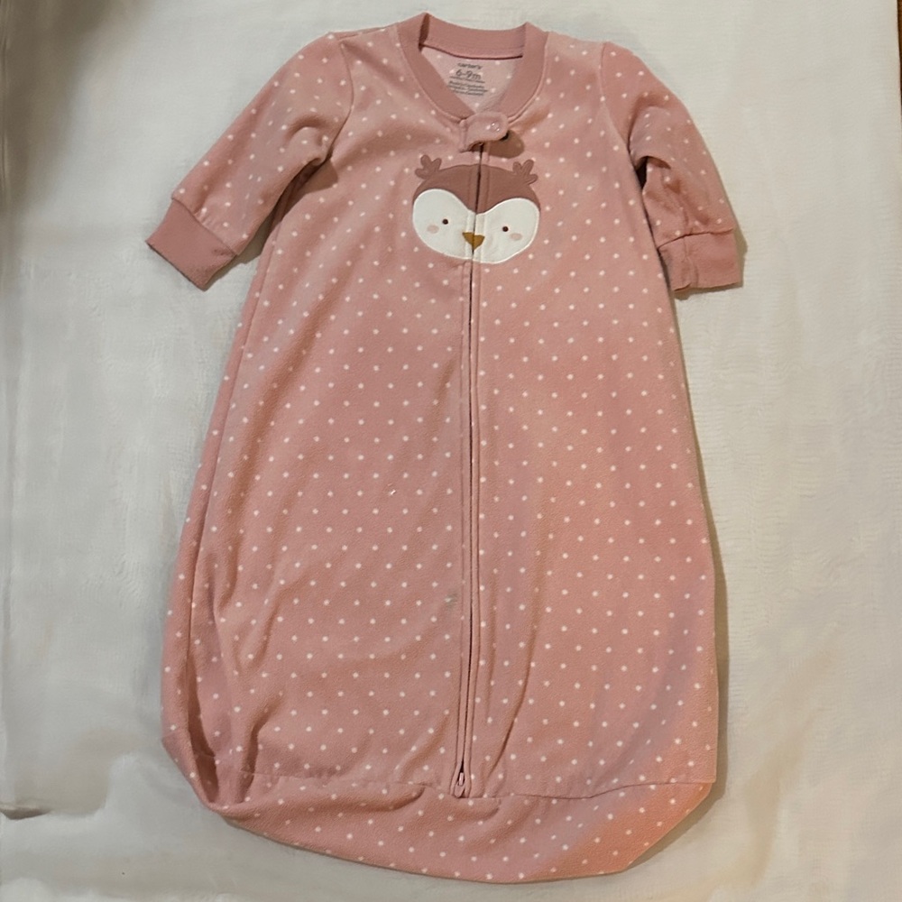Pink Polka Dot Owl Sleep Sack Pajamas - Baby